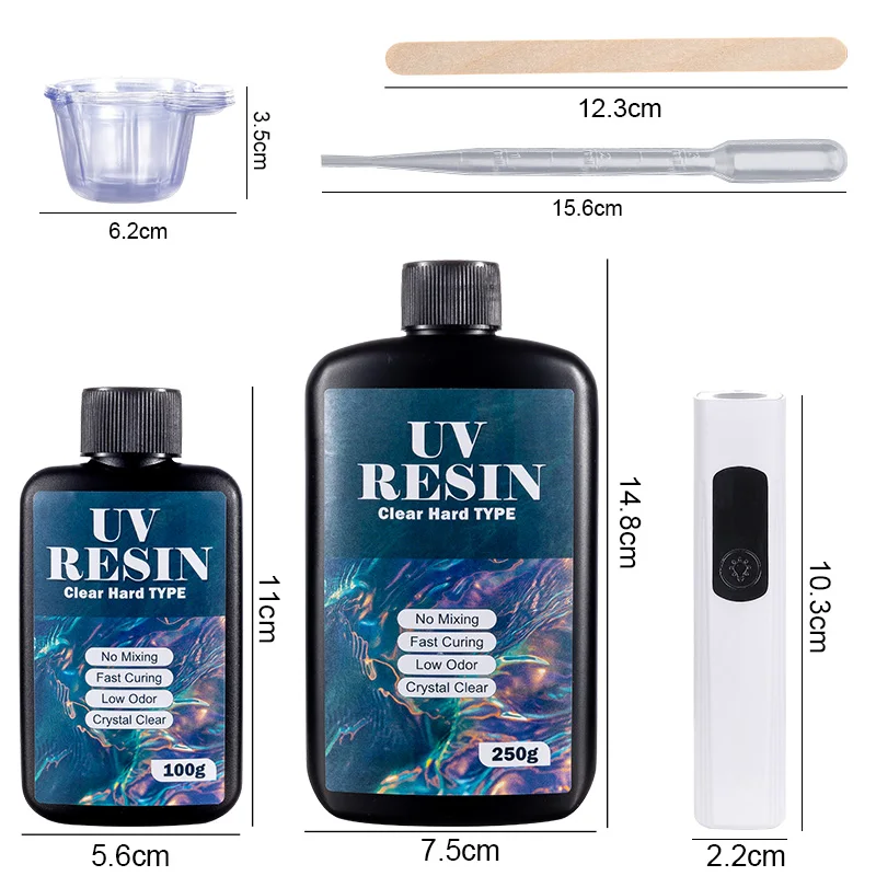 UV Resin Kit with Light Upgraded Hard Type Crystal Clear Ultraviolet Curing UV Resin for Craft DIY Jewelry Making Molds Casting thumbnail 2