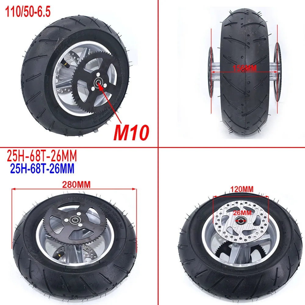 Rear Wheel 110/50-6.5  Pocket Bike Good Quality Tyre With Tube Brake Disc Plate # T8F-54T Sprocket For 47cc 49cc Mini Motorcycle thumbnail 6
