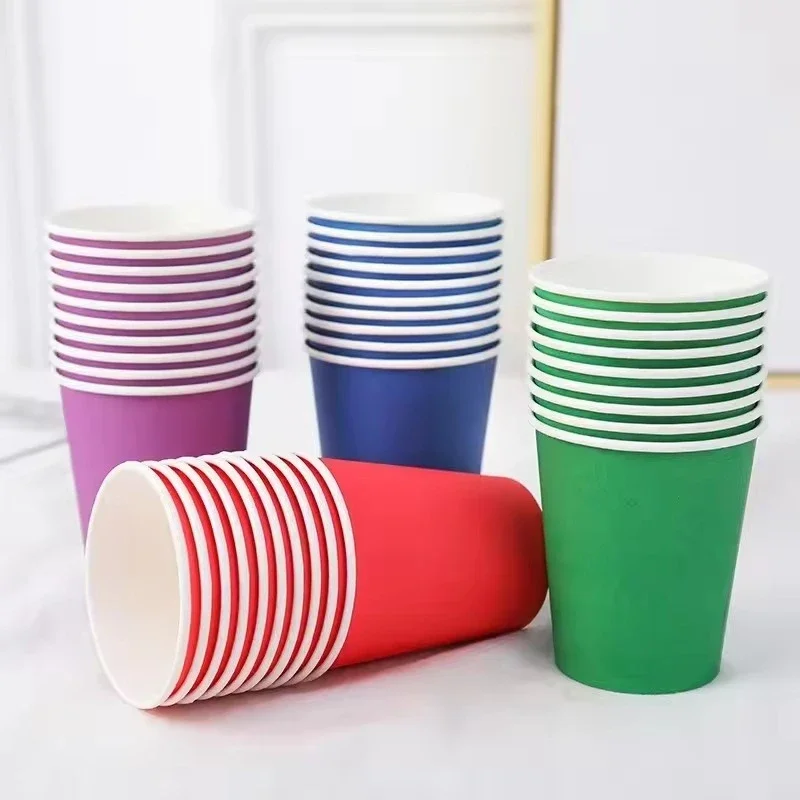 10/30/50PCS Thick Colored Paper Cups Disposable Colored Drinking Cups Wedding Banquets Outdoor Picnic Parties Birthday Parties thumbnail 5