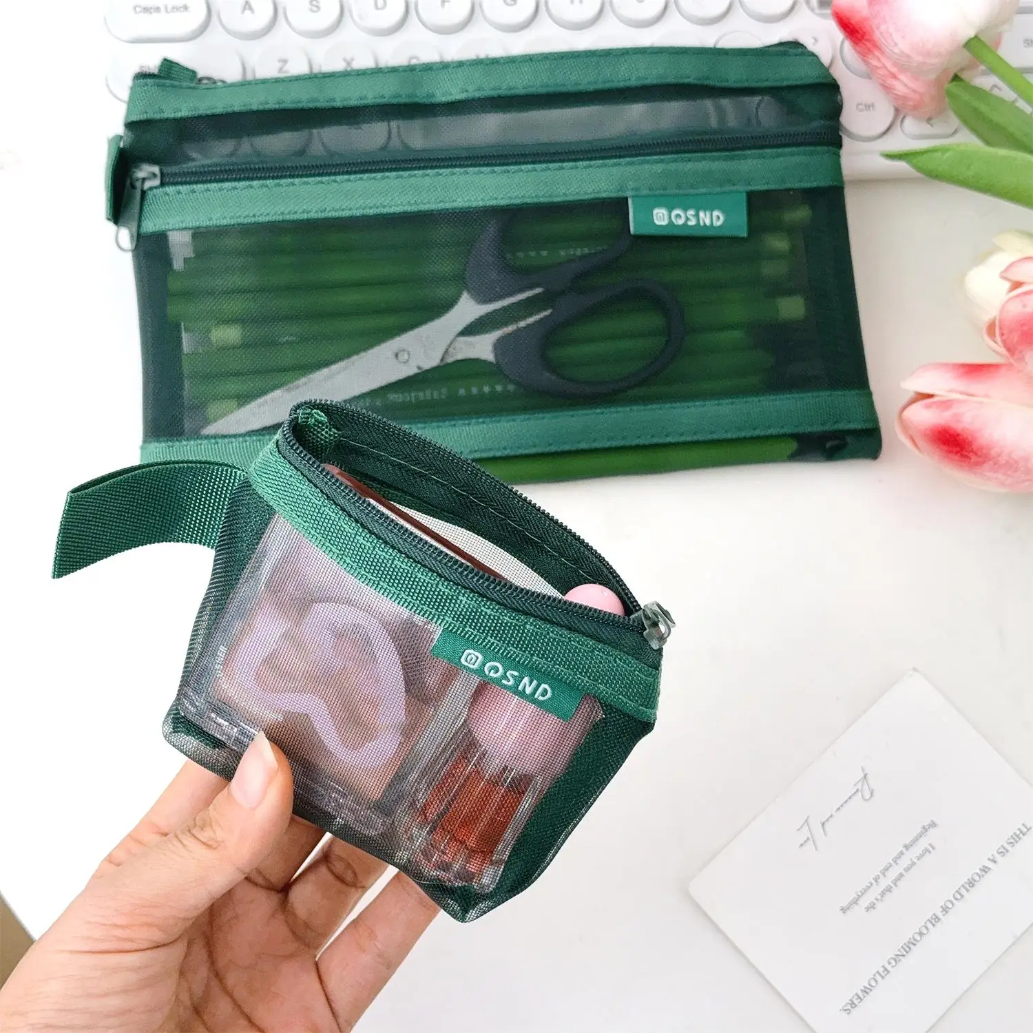 Transparent Mesh Zipper Pouch Universal Data Cable Protective Bag Storage Case for Earphone Earbuds Charger Wire Organizers thumbnail 4