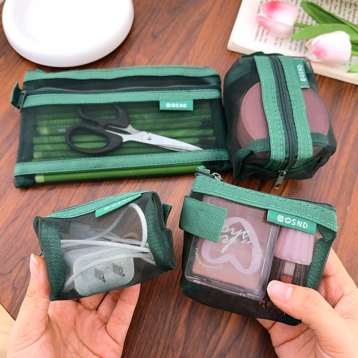 Transparent Mesh Zipper Pouch Universal Data Cable Protective Bag Storage Case for Earphone Earbuds Charger Wire Organizers thumbnail 6