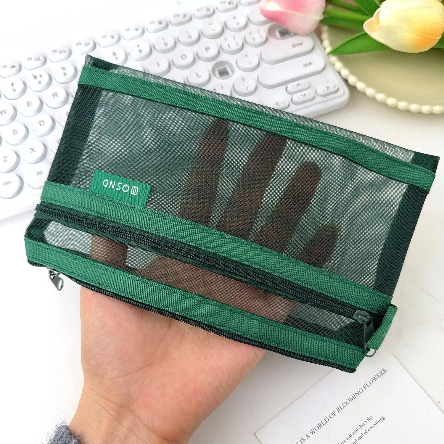 Transparent Mesh Zipper Pouch Universal Data Cable Protective Bag Storage Case for Earphone Earbuds Charger Wire Organizers thumbnail 2