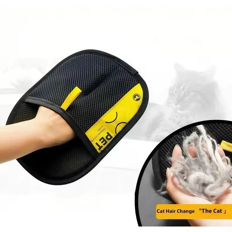 Pet Cats Hair Remover Gloves Electrostatic For Dogs Reusable Washable Grooming Glove With 2-In-1 Lint Roller Brush thumbnail 6