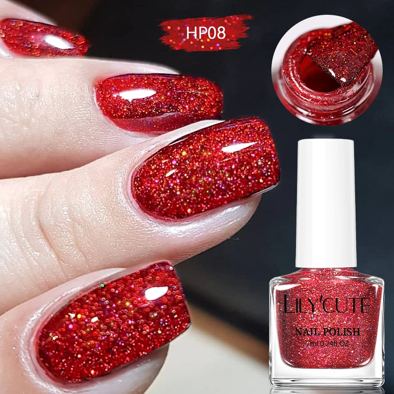 LILYCUTE 7ml Nail Polish Holographic Reflective Colorful Shining Effec Manicure Nail Art Varnish No Need Lamp Air Dry thumbnail 5