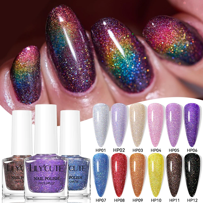 LILYCUTE 7ml Nail Polish Holographic Reflective Colorful Shining Effec Manicure Nail Art Varnish No Need Lamp Air Dry thumbnail 4