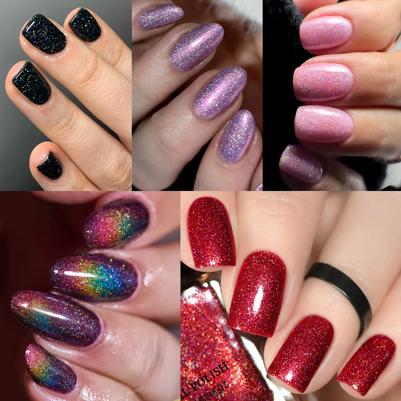 LILYCUTE 7ml Nail Polish Holographic Reflective Colorful Shining Effec Manicure Nail Art Varnish No Need Lamp Air Dry thumbnail 6