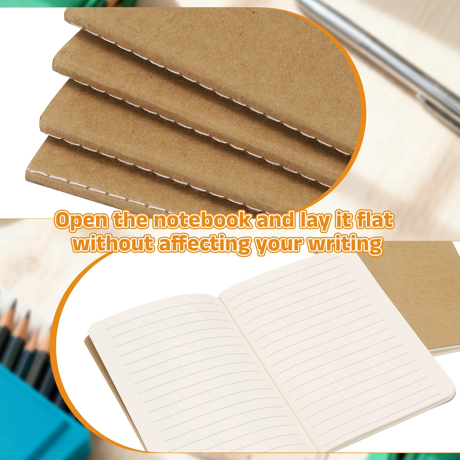 4/6Pcs A6 Mini Pocket Notebook Kraft Paper Lined Journal Memo Pad 30 Sheets/60 Pages Portable Notebook Notepad Office Supplies thumbnail 3