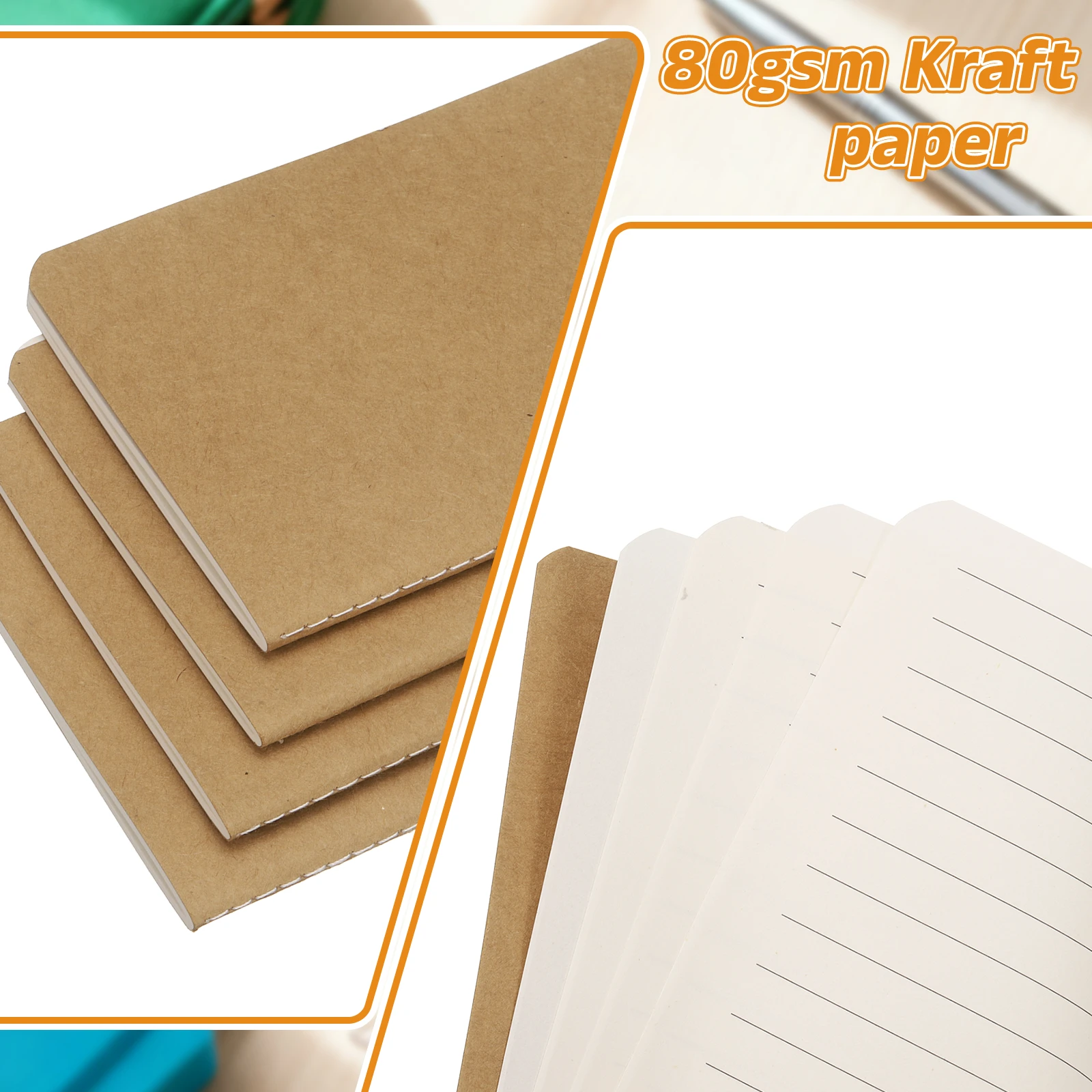 4/6Pcs A6 Mini Pocket Notebook Kraft Paper Lined Journal Memo Pad 30 Sheets/60 Pages Portable Notebook Notepad Office Supplies thumbnail 4