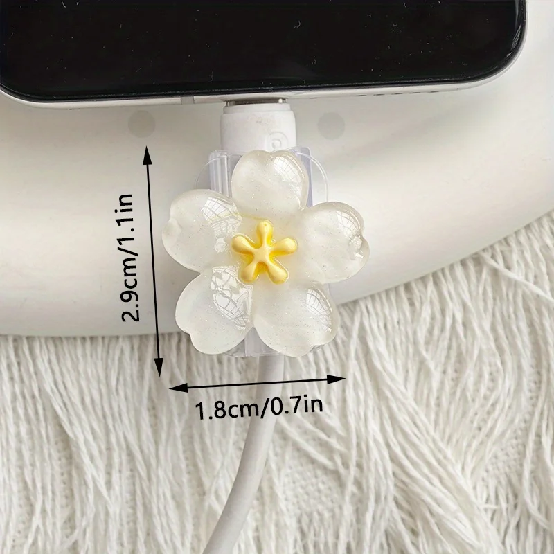 2pcs Cherry Blossom Cable Protector Cord Saver Sleeve Data Line Protection Kit For iPhone/Type-C Charging Interface thumbnail 4