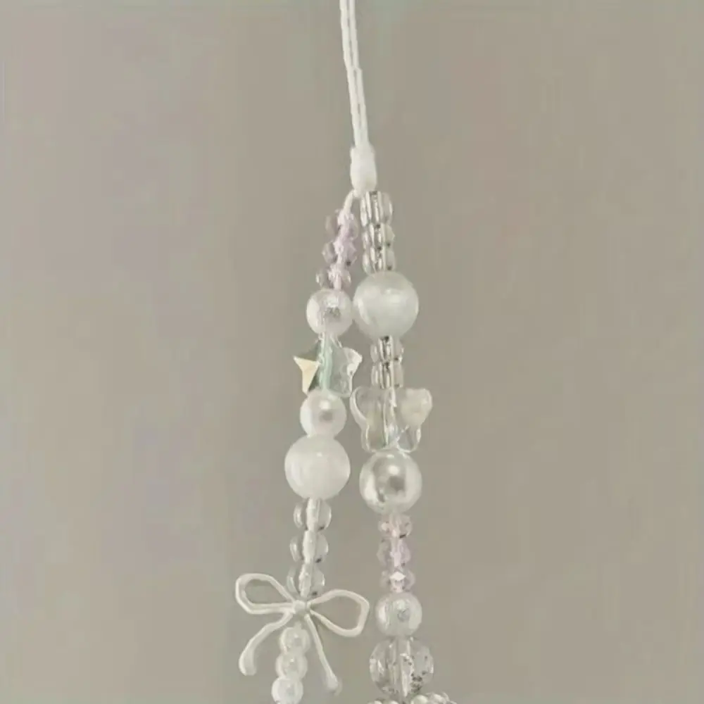 Fashion Charm Phone Strap Cute Luxury Beaded Phone Chain White Star Pearl Phone Case Keychain Phone Accessories thumbnail 3