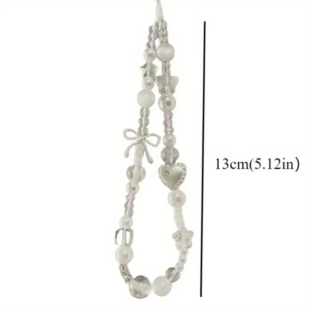 Fashion Charm Phone Strap Cute Luxury Beaded Phone Chain White Star Pearl Phone Case Keychain Phone Accessories thumbnail 6