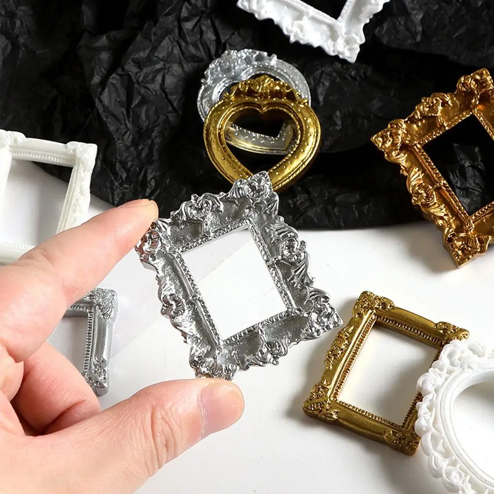 12Pcs Dollhouse Frame Ornament Mini Albums Mini Picture Frame European Retro Picture Frame Exquisite Relief Shooting Props thumbnail 3