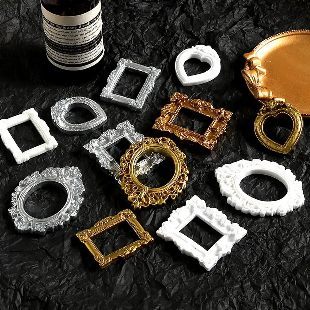 12Pcs Dollhouse Frame Ornament Mini Albums Mini Picture Frame European Retro Picture Frame Exquisite Relief Shooting Props thumbnail 5