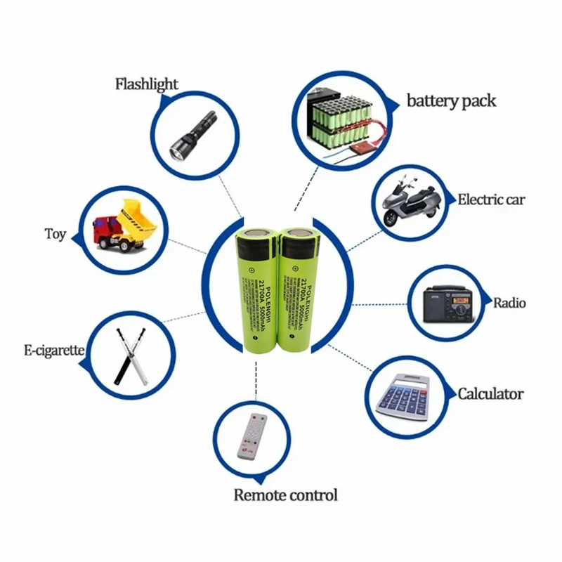 Rechargeable 21700 Lithium-Ion Battery 3.7V 5000mAh Large Capacity Flat Top for Electronics thumbnail 2