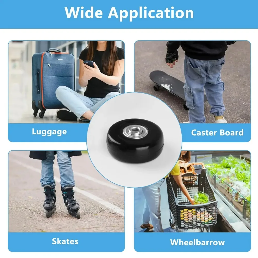 Universal Suitcase Luggage Replacement Wheels Axles Repair Kit Silent Rubber Mute Casters 40mm 50mm 60mm Travel Bag Parts Tools thumbnail 3