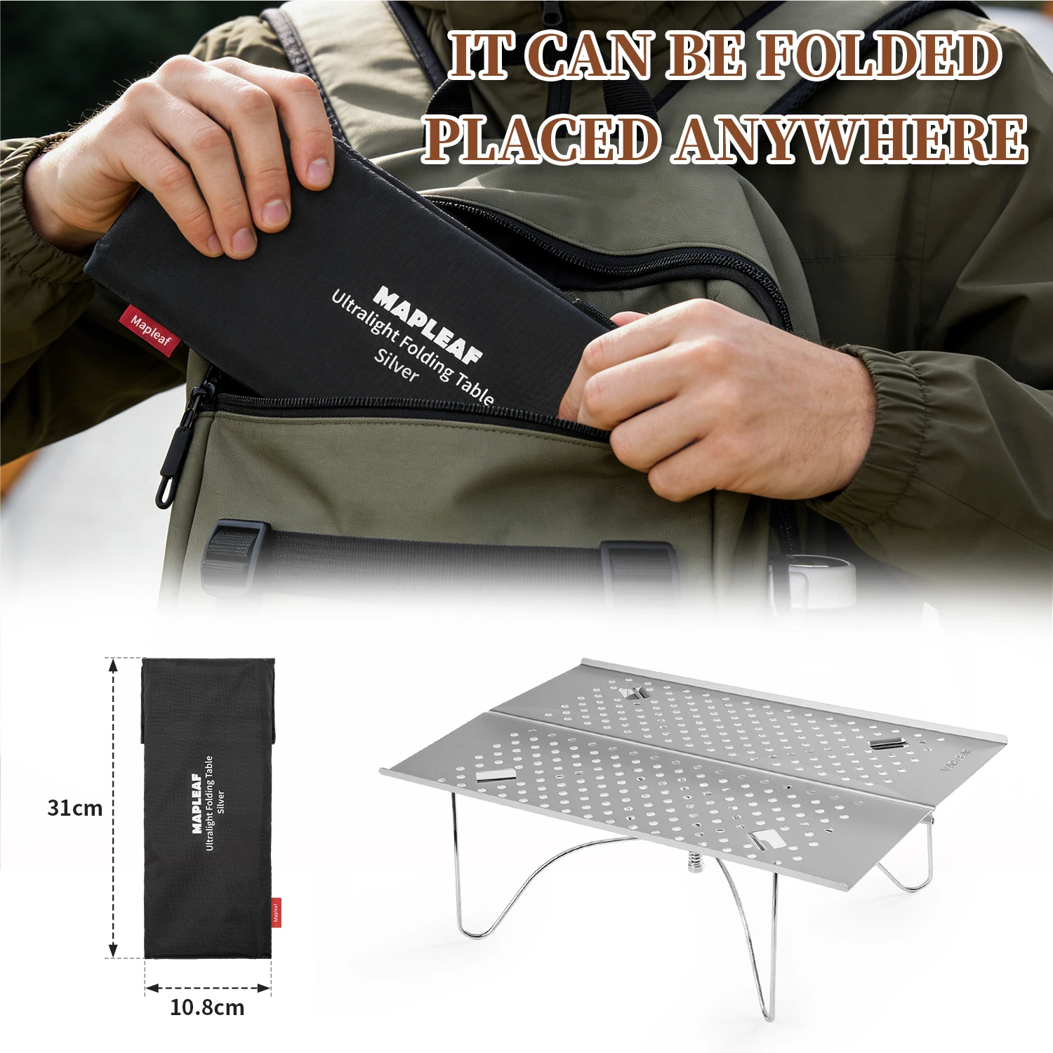 MAPLEAF Camping Mini Table Ultralight High Load 15kg Easy Clean Fishing Table Outdoor Portable Folding Hiking Desk Picnic Table thumbnail 4