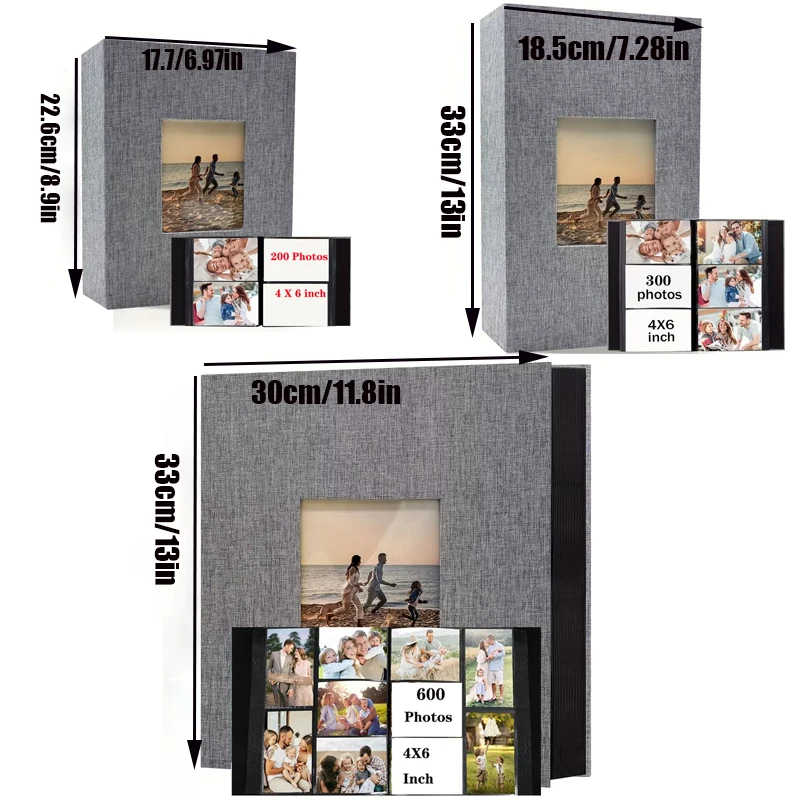 Linen large Photo Album Scrapbook 200/300/600 Pockets for 4x6 Photos Slip-in memory books Wedding Baby Family Anniversary Photo thumbnail 2