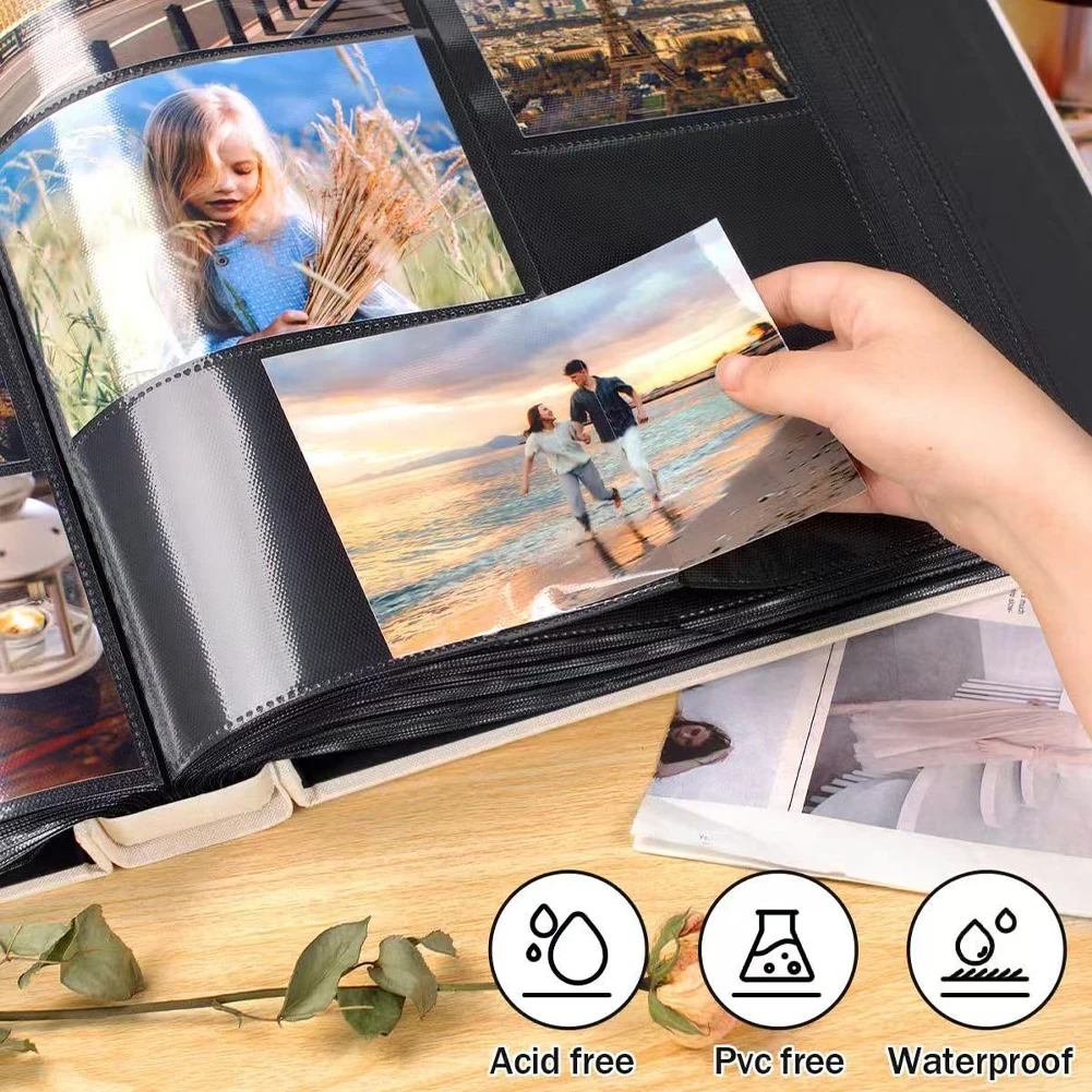 Linen large Photo Album Scrapbook 200/300/600 Pockets for 4x6 Photos Slip-in memory books Wedding Baby Family Anniversary Photo thumbnail 4