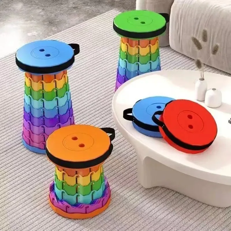 Folding stool outdoor portable travel adjustable retractable stool seat train queuing stool storage thumbnail 6