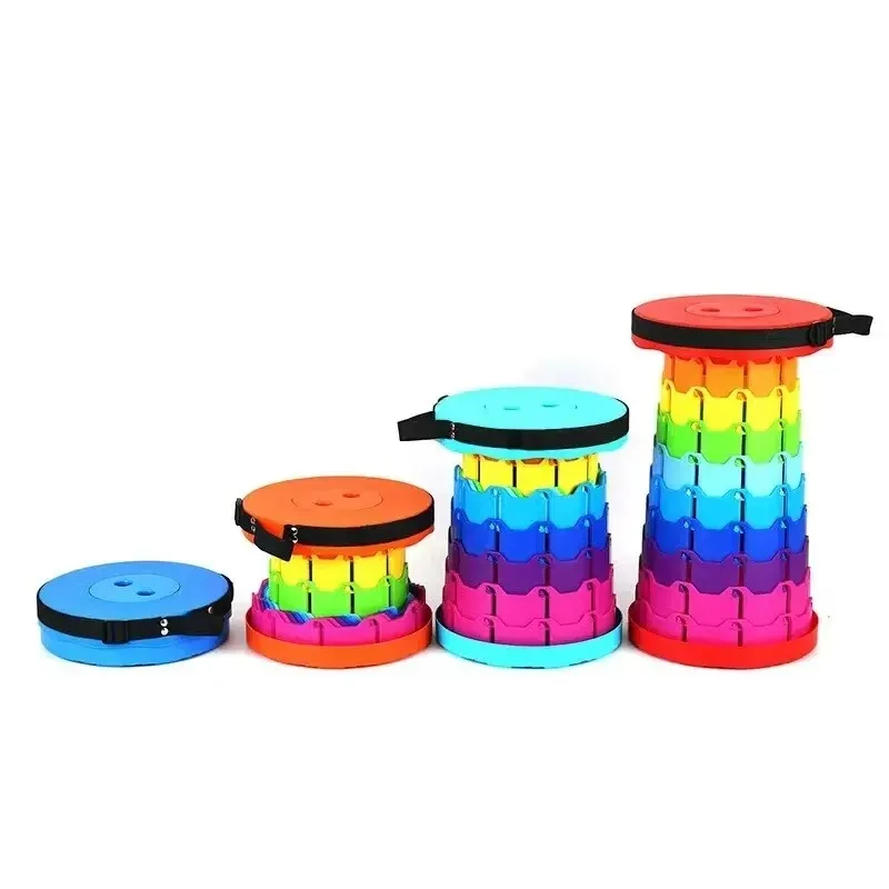Folding stool outdoor portable travel adjustable retractable stool seat train queuing stool storage thumbnail 2