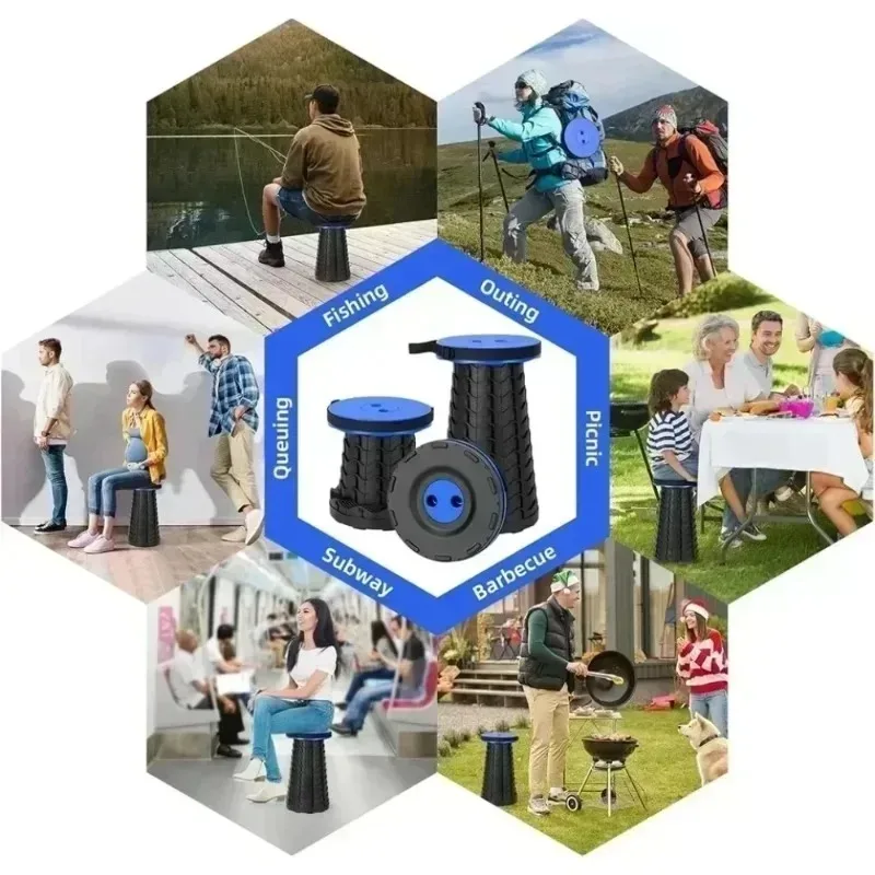 Folding stool outdoor portable travel adjustable retractable stool seat train queuing stool storage thumbnail 3