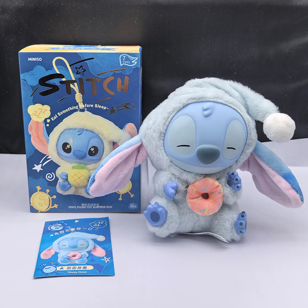 2026 Stitch Eat Something Before Sleep Series Blind Box Plush Dolls Pendant Cute Doll Ornament Mystery Box Surprise Toys Gifts thumbnail 4