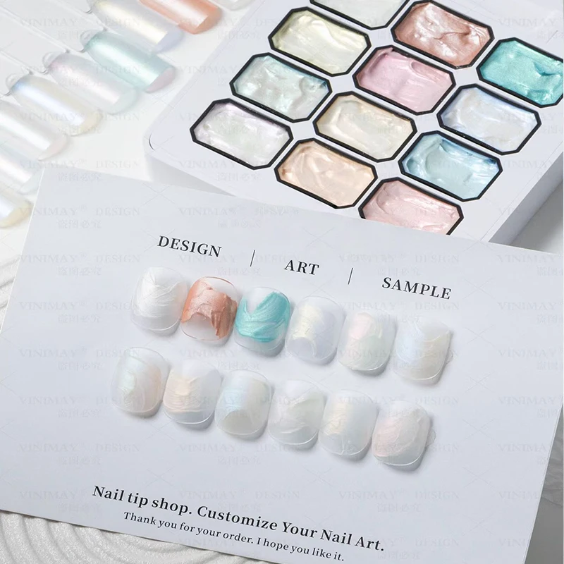 12-grid highlight aurora patting gel polish blush gradient gel polish UV gel suitable for French manicures, DIY nail art charm thumbnail 5