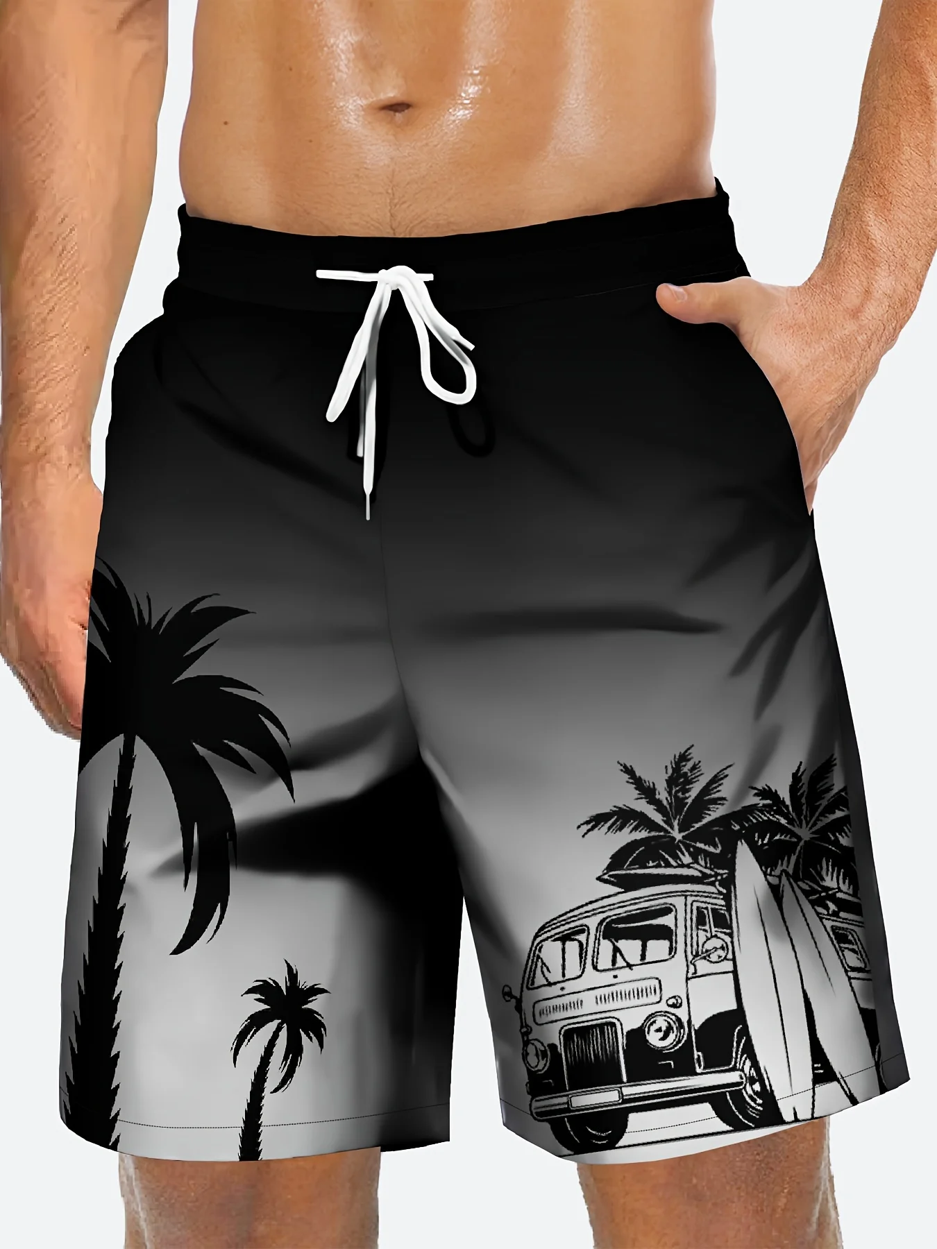 Gradientcolor 3D Coconut Tree Print Sport Waterproof Quickdry Men Kid Surfing Casual Outdoor Vacation Children Beach Short Pants thumbnail 2