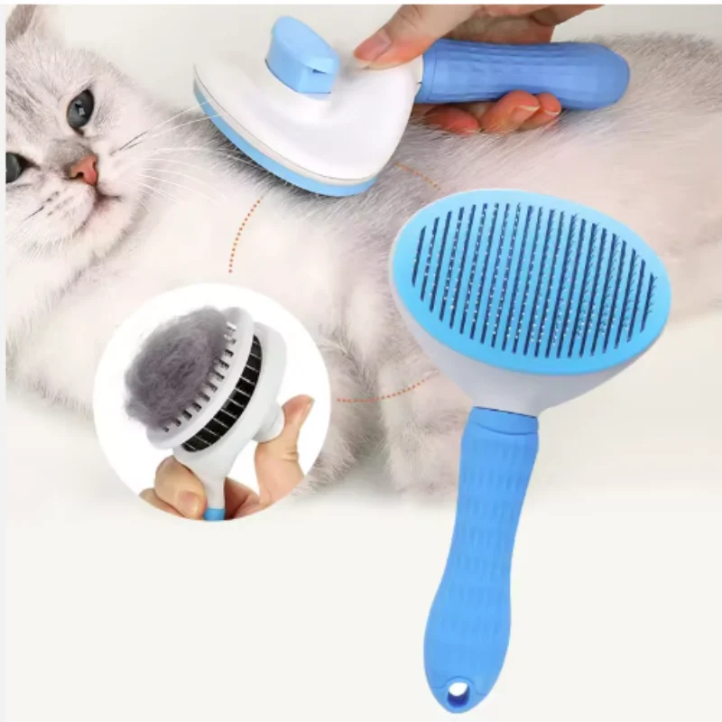 Pet Dog Brush Cat Comb Self Cleaning Pet Hair Remover Brush For Dogs Cats Grooming Tools Pets Dematting Comb Dogs Accessories thumbnail 5