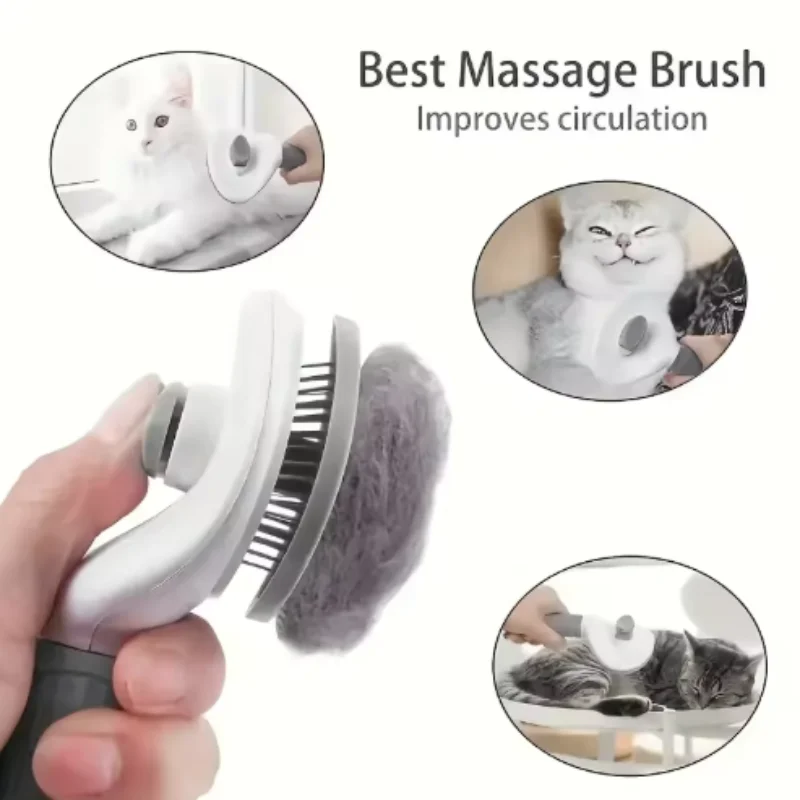 Pet Dog Brush Cat Comb Self Cleaning Pet Hair Remover Brush For Dogs Cats Grooming Tools Pets Dematting Comb Dogs Accessories thumbnail 3