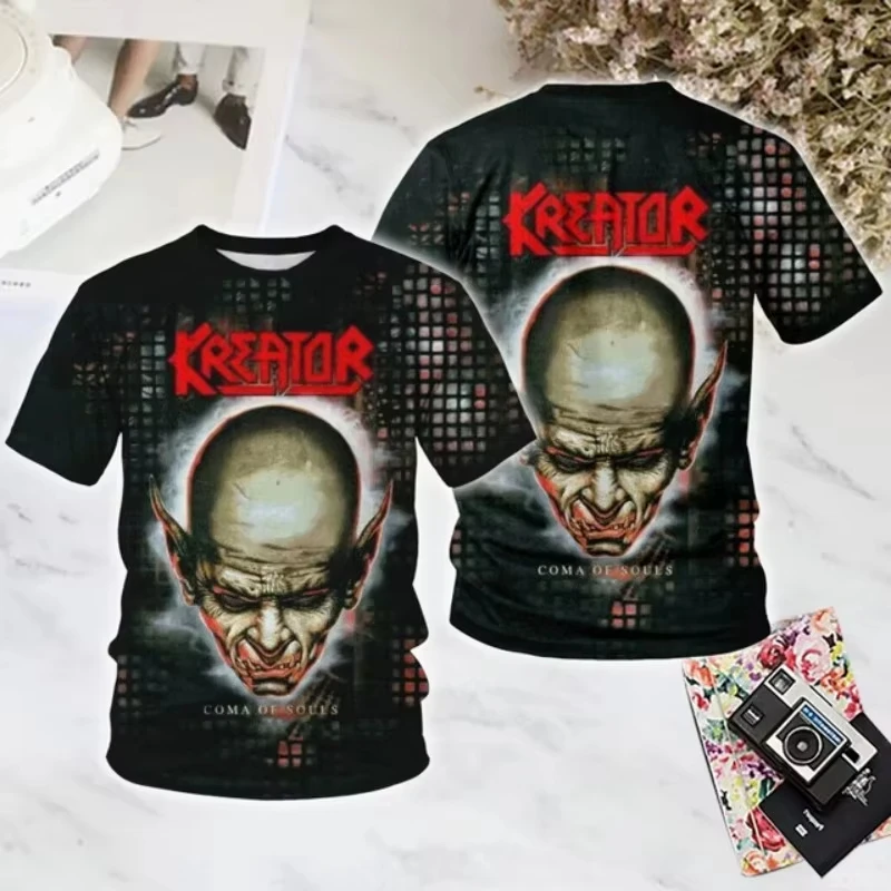 New Rock Kreator Band 3D Printed Men's and Women's T-shirts Fashion Short Sleeves Hip Hop Street Harajuku Top Men's Clothing thumbnail 6