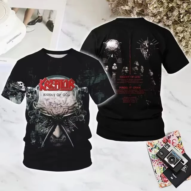 New Rock Kreator Band 3D Printed Men's and Women's T-shirts Fashion Short Sleeves Hip Hop Street Harajuku Top Men's Clothing thumbnail 4
