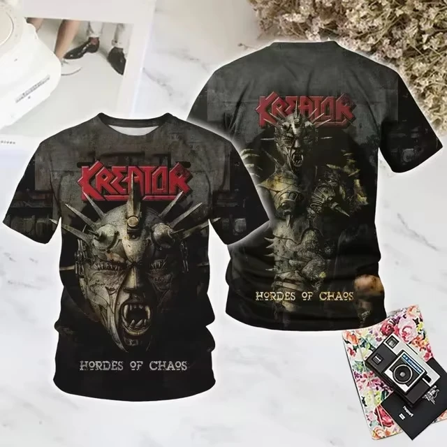 New Rock Kreator Band 3D Printed Men's and Women's T-shirts Fashion Short Sleeves Hip Hop Street Harajuku Top Men's Clothing thumbnail 5