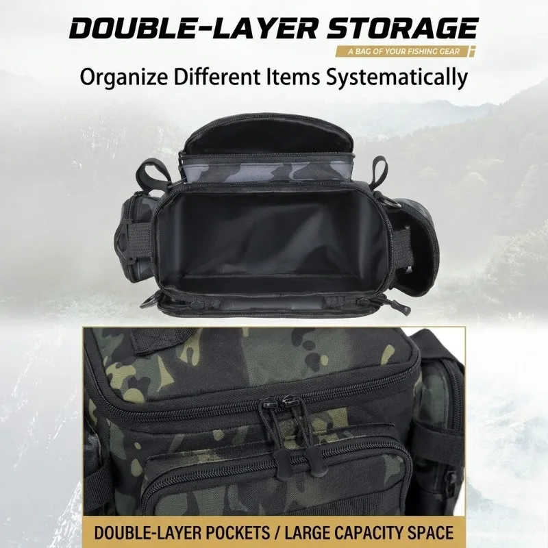 Fishing Tackle Shoulder Bag Storage Bag Waterproof Portable Large Capacity with Fish Rod Holder Outdoor Sport Accessories Gear thumbnail 5