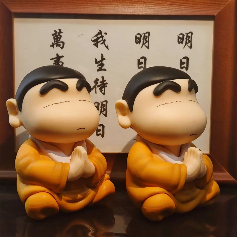 8cm Crayon Shin Chan Cos Buddha Good Luck Compassion Action Figure Funny Kawaii Doll PVC Model Toys Collection Children Gifts thumbnail 3