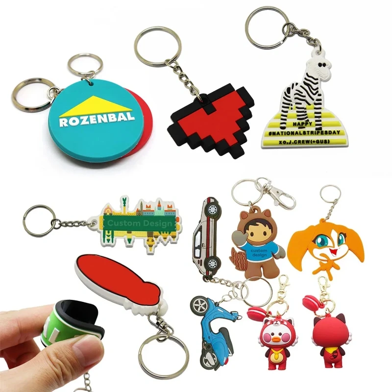 Custom PVC Keychain Customize Soft Rubber Keychain with Design and Logo DIY Silicone Key Chain Personalized PVC Keychain for Bag thumbnail 2