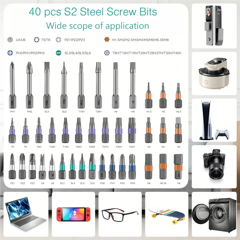 42 in 1 Magnetic Screwdriver Set DIY Ratchet Screwdriver Set Multi Bit Drive Set with Detachable Ratchet Handle for Compute thumbnail 3