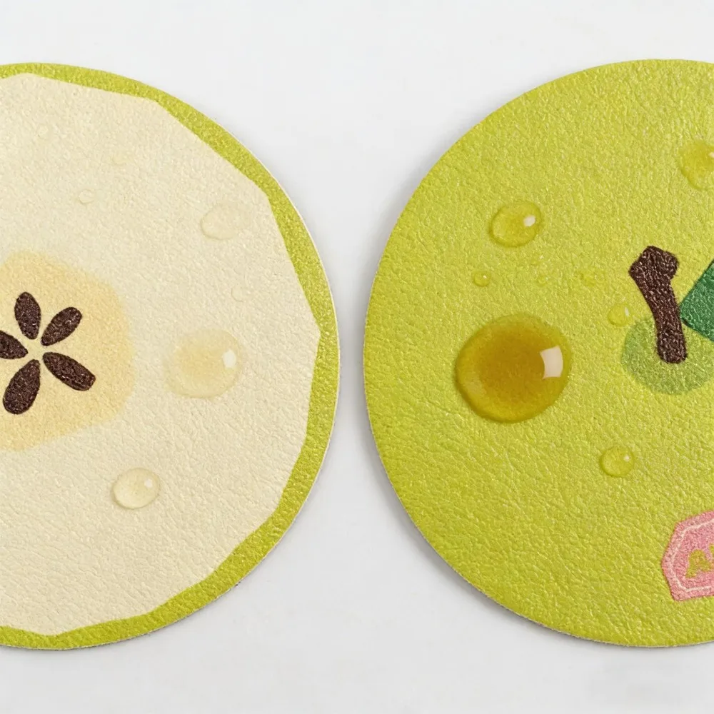 2pcs Cute Fruit Coaster Car Water Cup Slot PU Anti Slip Pad Universal Auto Interior Accessories Waterproof Fruit Print Drink Mat thumbnail 5