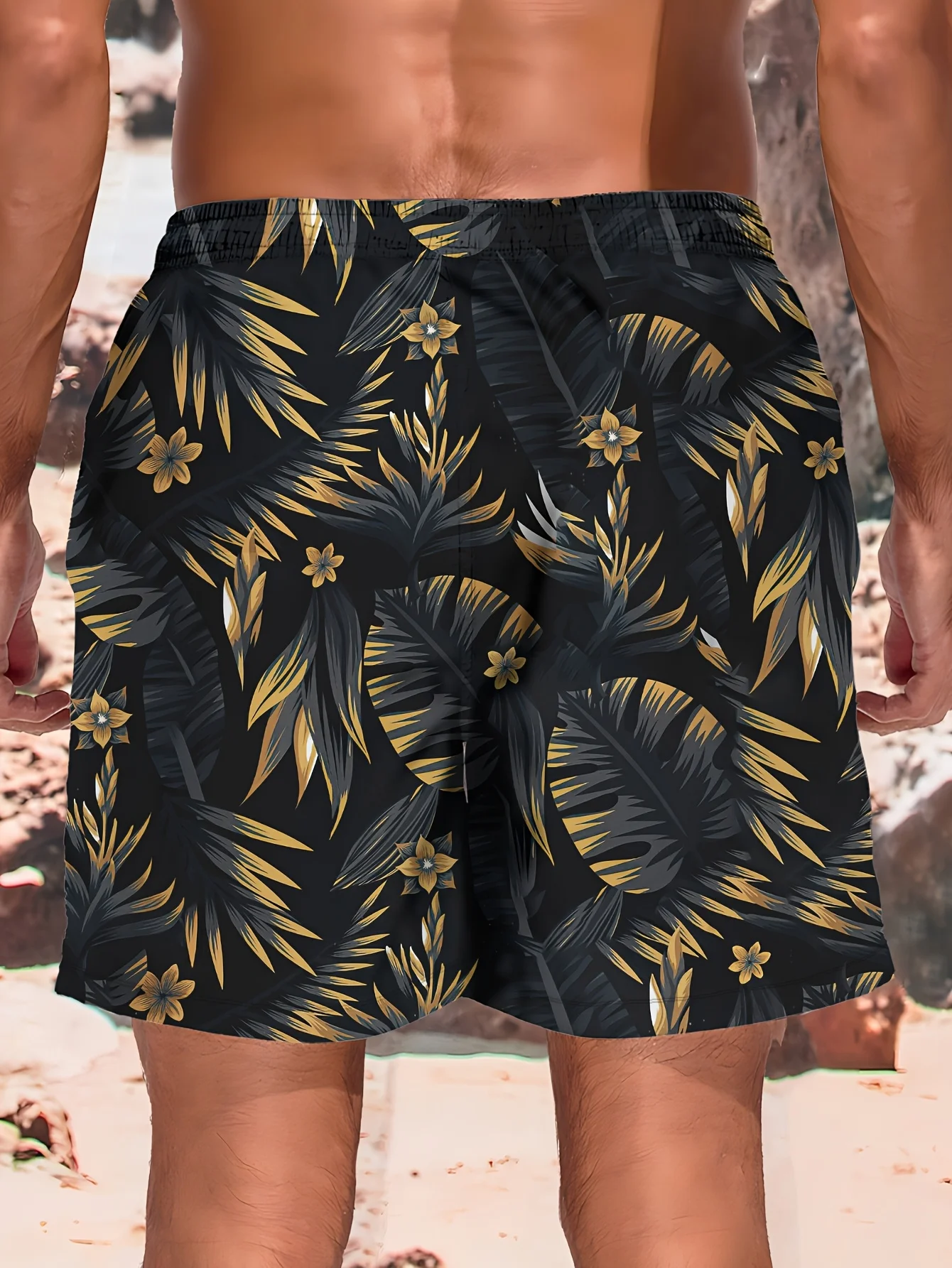 3D Leaf Print Sports Quick-dry Breathable Men Outdoor Fashion Loose Comfortable Surfing Beach Vacation Short Pants Swim Trunks thumbnail 2