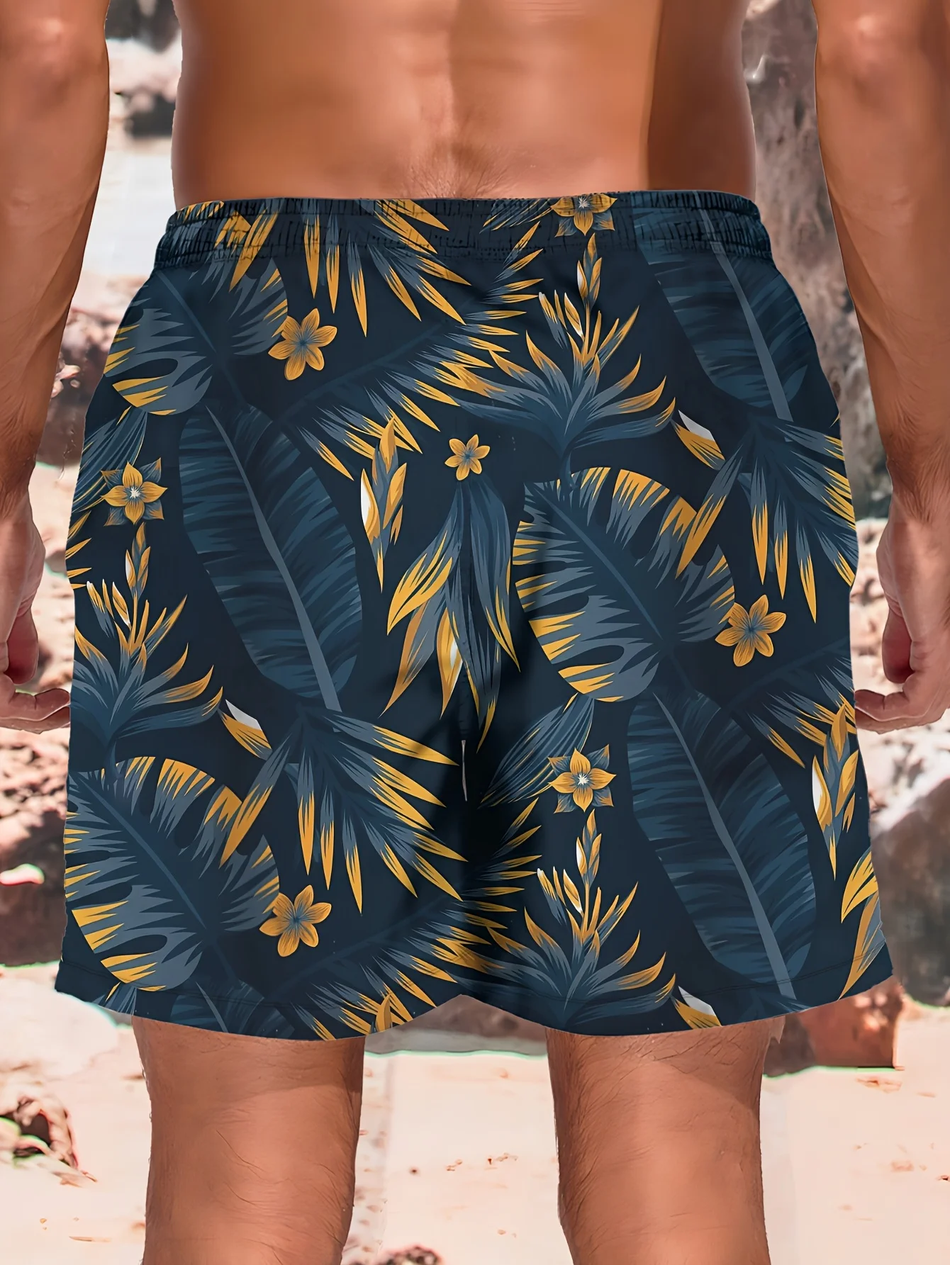 3D Leaf Print Sports Quick-dry Breathable Men Outdoor Fashion Loose Comfortable Surfing Beach Vacation Short Pants Swim Trunks thumbnail 4