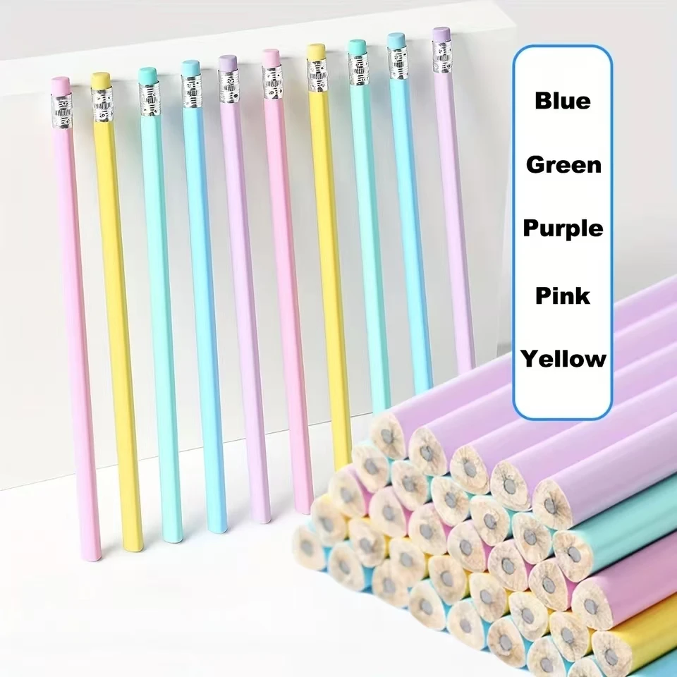 10/30 vibrant macaron HB wooden pencils, 1.0-1.9 mm lead, in various colors- writing essentials, macaron packaging