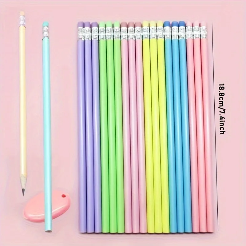 10/30 vibrant macaron HB wooden pencils, 1.0-1.9 mm lead, in various colors- writing essentials, macaron packaging thumbnail 2