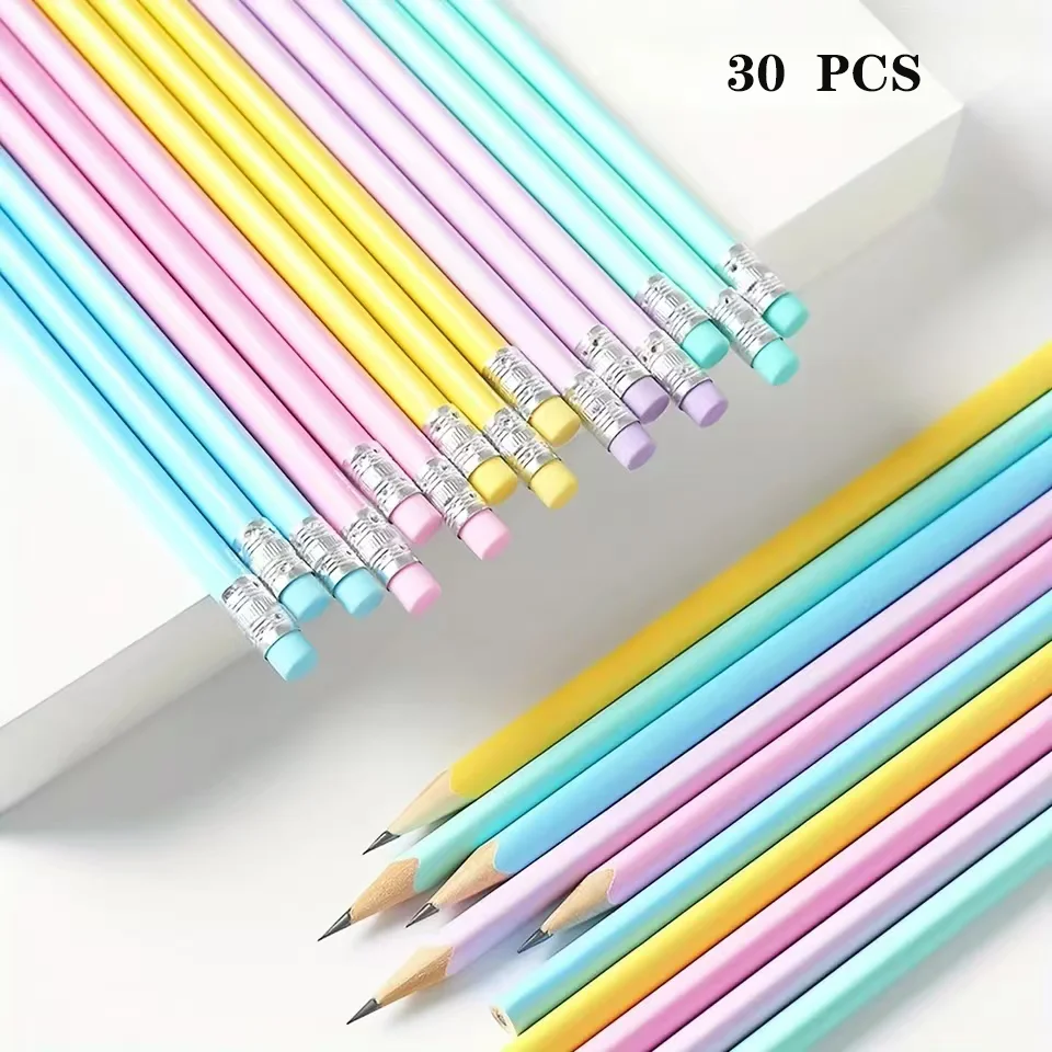 10/30 vibrant macaron HB wooden pencils, 1.0-1.9 mm lead, in various colors- writing essentials, macaron packaging thumbnail 4