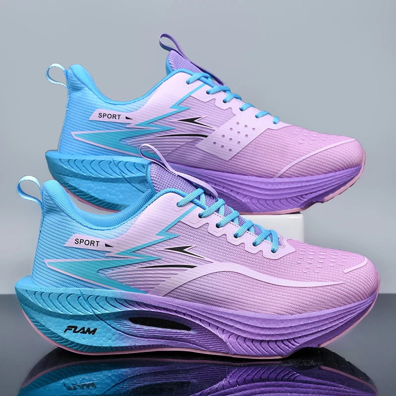 Marathon Men Sports Running Shoes Carbon Board Air Cushion Breathable Lightweight Women's Comfortable Athletic Nonskid Sneakers thumbnail 4