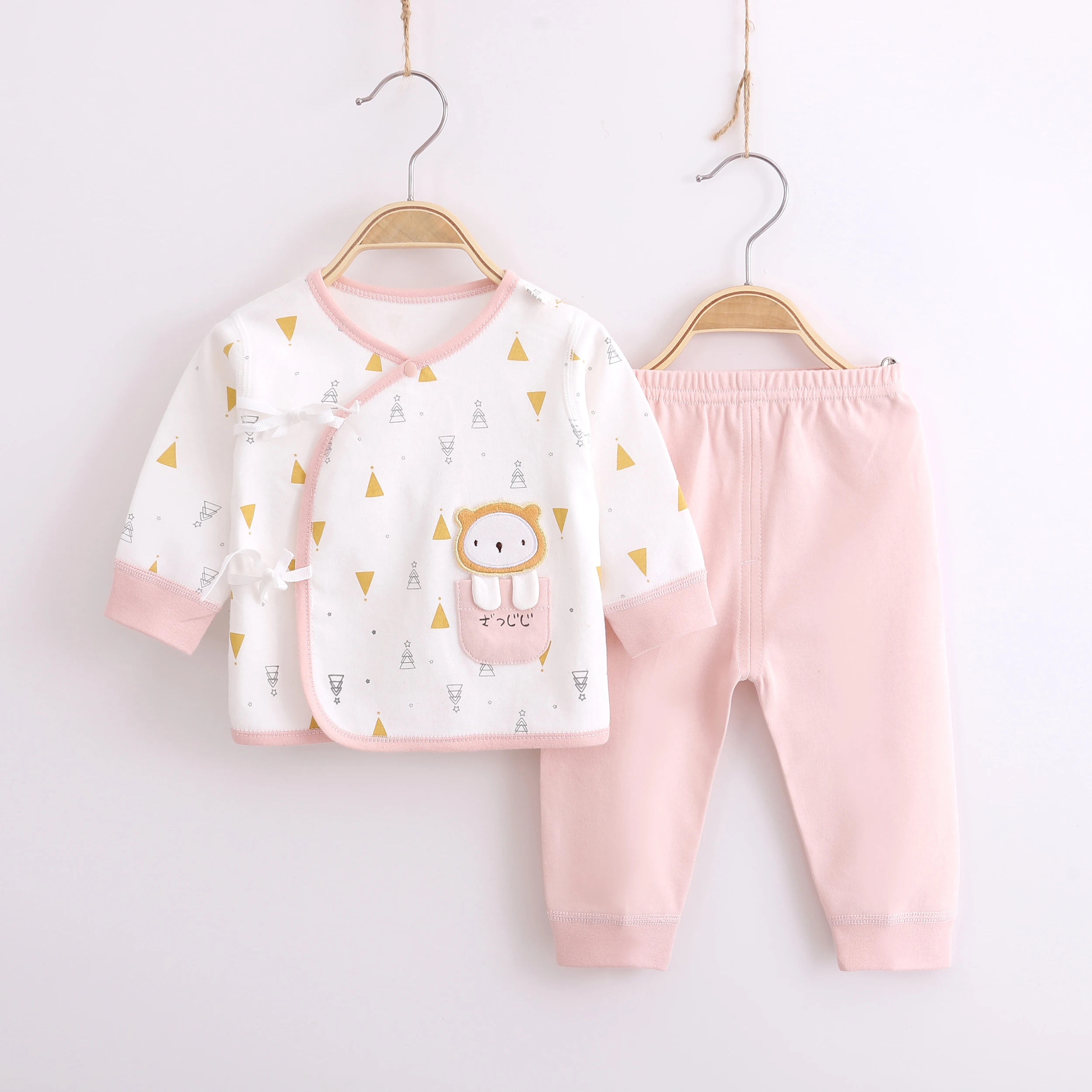 Newborn Baby Cotton Intimates Set 0-3 Months Baby Side-Breasted Lace-Up Monk Suit Kidsren's Thermal Intimates Set