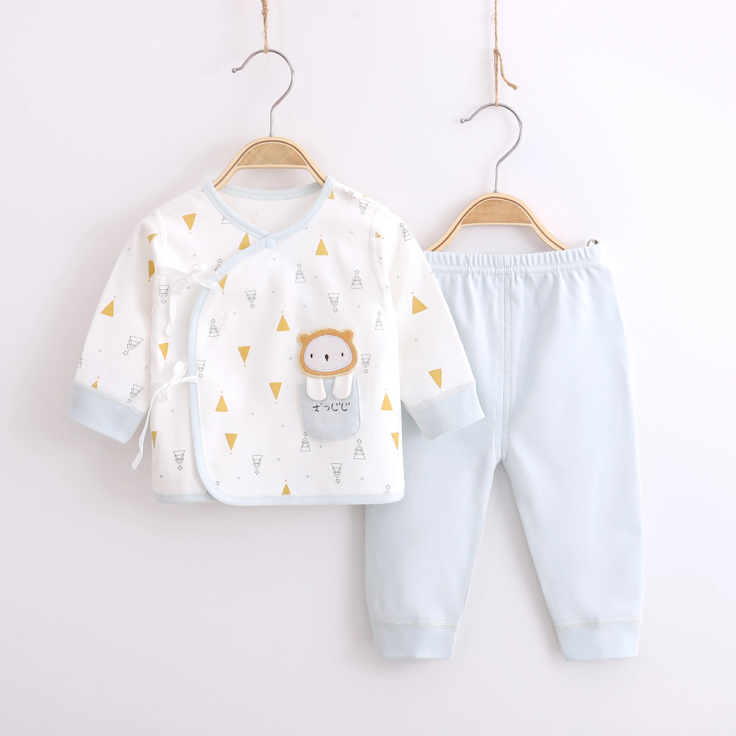 Newborn Baby Cotton Intimates Set 0-3 Months Baby Side-Breasted Lace-Up Monk Suit Kidsren's Thermal Intimates Set thumbnail 4
