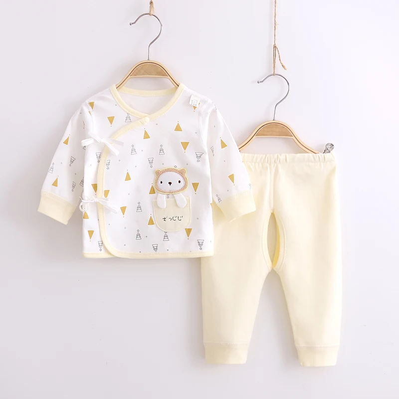 Newborn Baby Cotton Intimates Set 0-3 Months Baby Side-Breasted Lace-Up Monk Suit Kidsren's Thermal Intimates Set thumbnail 6
