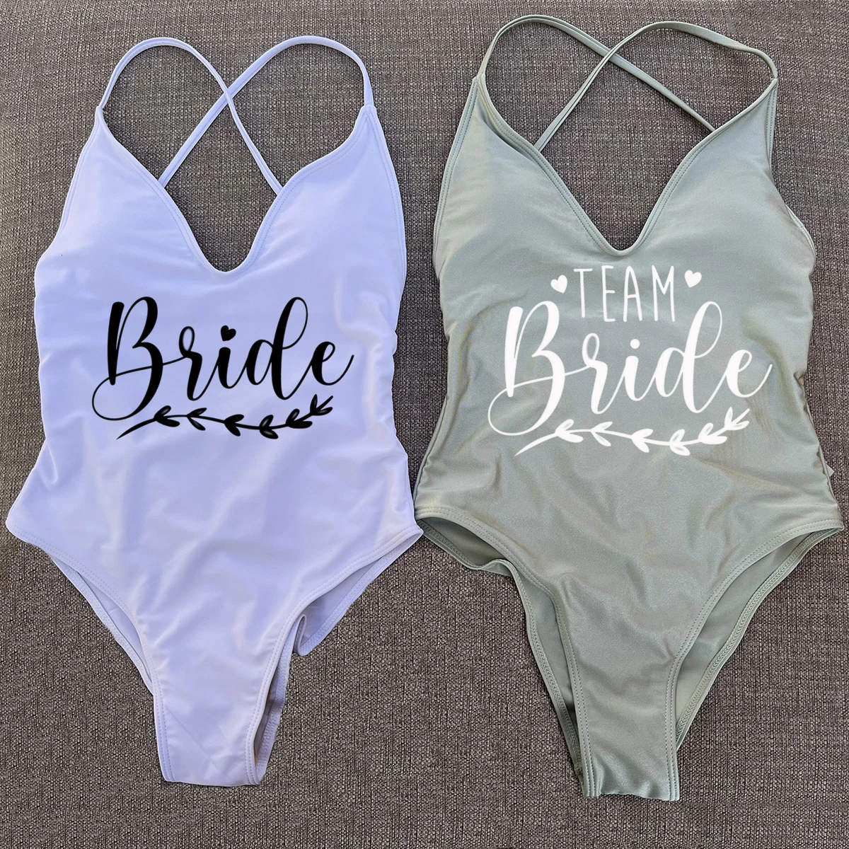 Sexy Padded Team Bride One Piece Swimsuit Bride Swimwear Heart Bathing Suit Higt Cut Cross Back Beachwear Bodysuit thumbnail 5