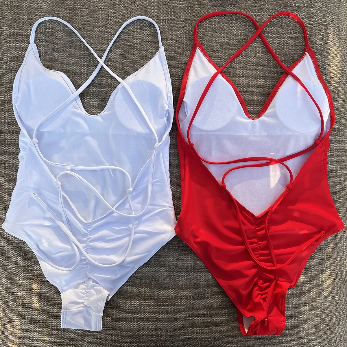 Sexy Padded Team Bride One Piece Swimsuit Bride Swimwear Heart Bathing Suit Higt Cut Cross Back Beachwear Bodysuit thumbnail 3