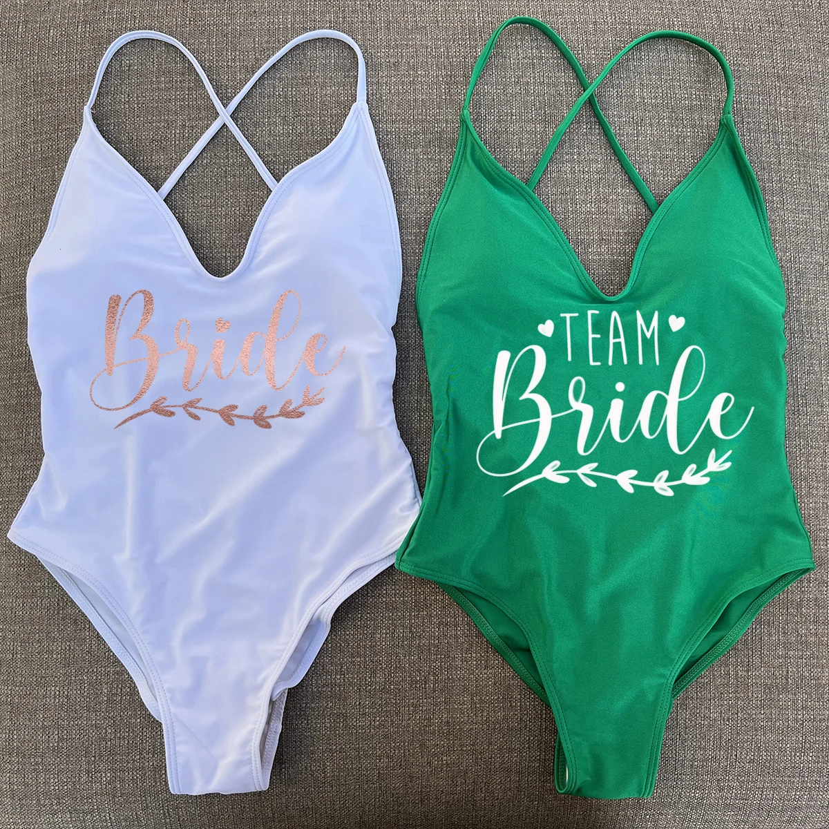 Sexy Padded Team Bride One Piece Swimsuit Bride Swimwear Heart Bathing Suit Higt Cut Cross Back Beachwear Bodysuit thumbnail 4